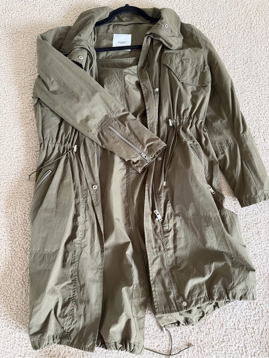 Mango Jackets & Blazers - Mango Olive Utility Drawstring Parka Jacket